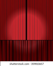 Red velvet curtain vector background.