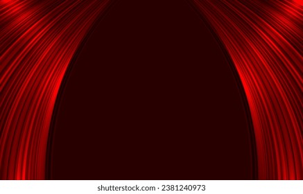 Red velvet curtains theater or cinema scene stage backdrop. Curtain with space for copy. Show background performance concert. Stage red dramatic drapery. Grand opening event. Premium Vector EPS10.