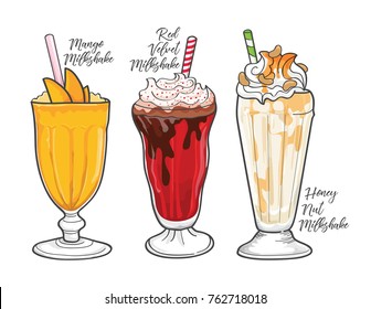 red velvet milkshake vector