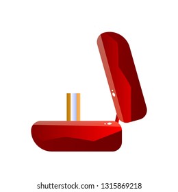 Red Velvet Opened Gift Box with Ring, Jewelry Case, Side View Vector Illustration