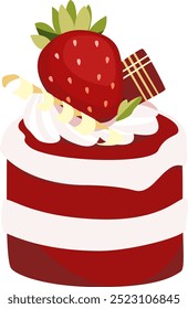Red velvet Strawberry cake vector