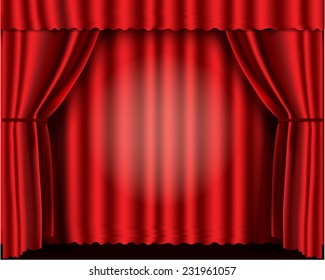 Red velvet theater curtains vector illustration