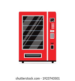 Red vending machine isolated on white background. Empty vending machine. Snacks and drinks concept. Vector stock