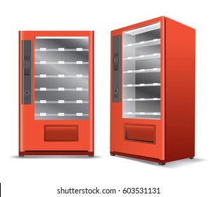 Red Vending Machine on White Background : Vector Illustration