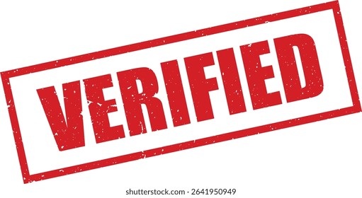 Red Verified Rubber Stamp in Grunge Vector in Sharp Border, Transparent Background