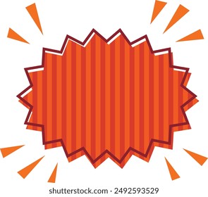 Red version of striped jagged bomb misaligned speech bubble