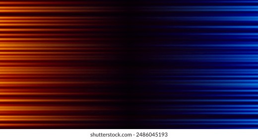 Red versus blue laser beam on a black background. Abstract vector illustration. lighting effect. directional spotlight.