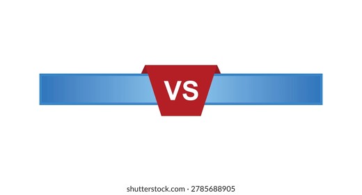 A red versus symbol with white text on a blue gradient bar, isolated on white background, representing comparison or competition
