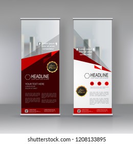 Red Vertical banner stand brochure flyer vertical template design, infographics, Modern Abstract geometric Flag Banner design. Cover, Annual Report, Magazine,Poster, Corporate Presentation,  Website. 