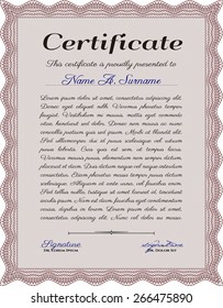 Red vertical certificate or diploma template