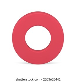 Red vertical circle foundation glossy base 3d ring abstract decorative element realistic vector illustration. Round basic frame geometric architecture border stylish cylinder premium design