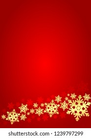 red vertical layout with golden showflakes