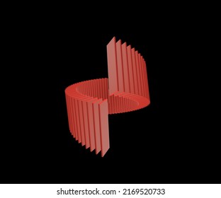 Red vertical line in spiral shape. Geometric shapes. Vector illustration. Monochrome background. Design elements for prints, web, templates,