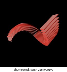 Línea vertical roja en forma de espiral. Formas geométricas. Ilustración vectorial. Fondo negro. Elementos de diseño para web, plantillas, logotipos