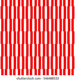 Red vertical lines on white background. Striped wallpaper. Seamless surface pattern design with symmetrical linear ornament. Stripes motif. Digital paper for textile print, page fill. Vector op art