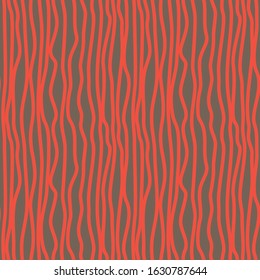Red vertical strings on grey background. Seamless abstract pattern, vector graphics.