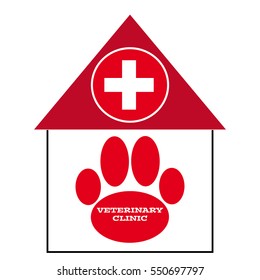 Red vet symbol on white background. Vector illustration.