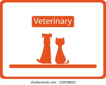 red veterinary background with pets - visiting card