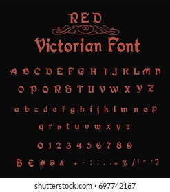 Red Victorian Font -   Gothic font -  Old English Font 