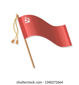 Red Victory banner. Vector isolated illustration on white background.