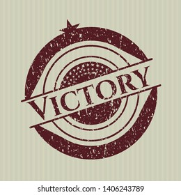 Red Victory distressed rubber seal with grunge texture