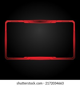 Red video border frame for live streaming, creative facecam overlay gaming ui panel for live broadcast.