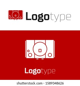 Red Video game console icon isolated on white background. Logo design template element. Vector Illustration