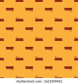 Red Video game console icon isolated seamless pattern on brown background.  Vector Illustration