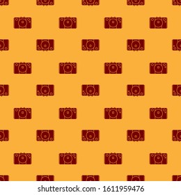 Red Video game console icon isolated seamless pattern on brown background.  Vector Illustration