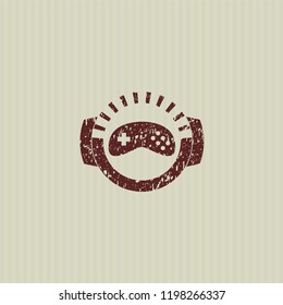 Red video game icon inside rubber seal