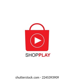 Logo de la aplicación de compras de video rojo con icono de juego blanco en el medio
