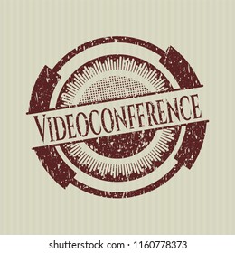 Red Videoconference distress rubber seal with grunge texture