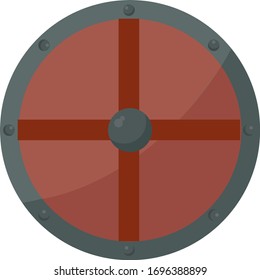 Roter Viking-Schild, Illustration, Vektorillustration auf weißem Hintergrund