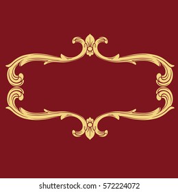 Red vintage baroque ornament retro pattern antique style acanthus. Decorative design element filigree calligraphy vector. You can use for wedding decoration of greeting card and laser cutting.