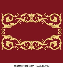 Red vintage baroque ornament retro pattern antique style acanthus. Decorative design element filigree calligraphy vector. You can use for wedding decoration of greeting card and laser cutting.