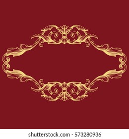 Red vintage baroque ornament retro pattern antique style acanthus. Decorative design element filigree calligraphy vector. You can use for wedding decoration of greeting card and laser cutting.