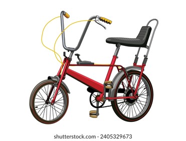 Red vintage bicycle mini vector with white background.