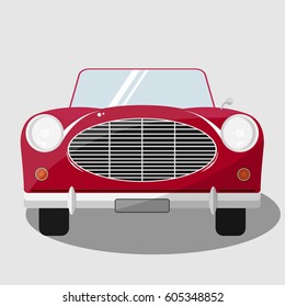 Red vintage car flat isolated.Front view.Vector illustration