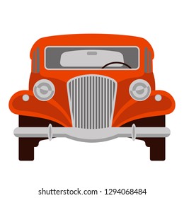red vintage car, vector illustration ,flat style, front view