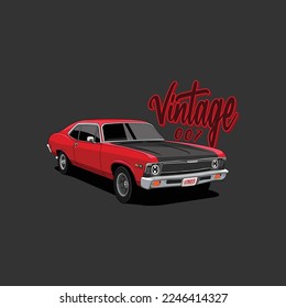 Red Vintage Car Vector Illustrator svg