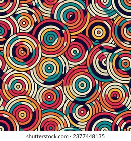 Red vintage circles. Seamless pattern