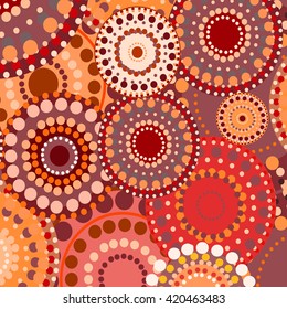 red vintage circular retro ornament vector background 