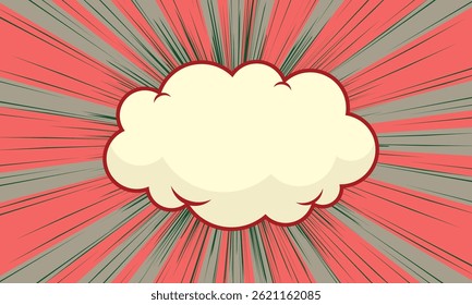red vintage comic background with cloud speech bubble