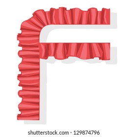 red vintage font, flounce letter f, isolated on white background vector