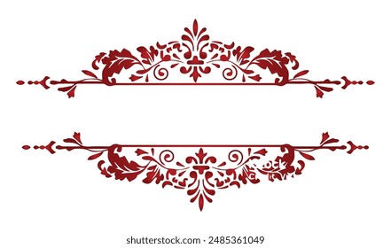 Red vintage frame, gold decorative luxury ornament frame.eps