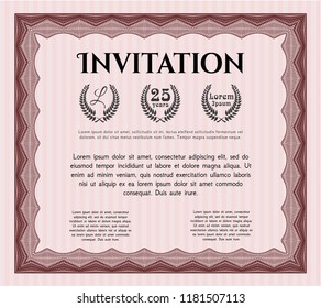 Red Vintage invitation. Artistry design. Complex background. Detailed. 