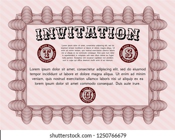 Red Vintage invitation. With background. Customizable, Easy to edit and change colors. Money design. 