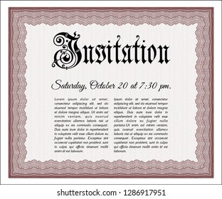 Red Vintage invitation. With background. Customizable, Easy to edit and change colors. Superior design. 