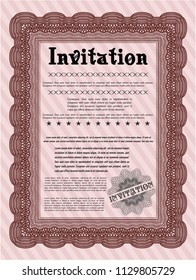 Red Vintage invitation. With background. Nice design. Detailed. 