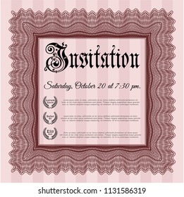 Red Vintage invitation. With background. Nice design. Detailed. 